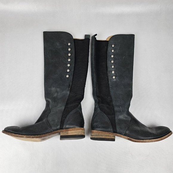 Lucchese Spirit Size 7 Women Annie Smokey Charcoal Leather Riding Tall Boot READ - Picture 2 of 16